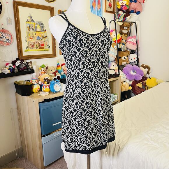 Byer Too Vtg 90s Y2K Mini Strap Dress Stretch M Whimsygoth Romantic Goth USA EUC - Picture 5 of 10